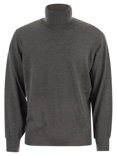 Brunello Cucinelli Lightweight Turtleneck Sweater In Cashmere And Silk In Grey