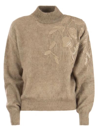 BRUNELLO CUCINELLI BRUNELLO CUCINELLI MOHAIR, WOOL AND SILK SWEATER WITH EMBROIDERY