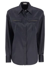 Brunello Cucinelli Women's Stretch Silk Satin Shirt With Shiny Pockets