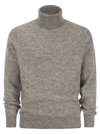Brunello Cucinelli Turtleneck Sweater In Alpaca, Cotton And Wool In Grey