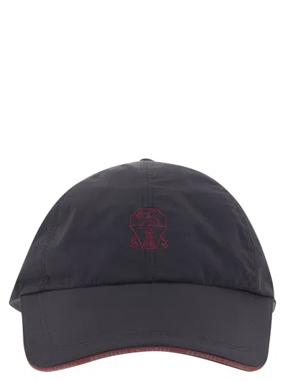 Brunello Cucinelli Water Repellent Microfibre Baseball Cap With Contrasting Details And Embroidered