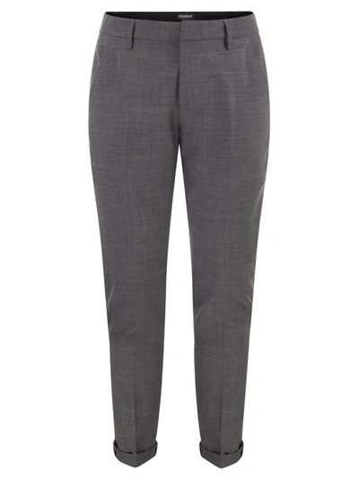 Dondup Gaubert Wool Blend Trousers In Black