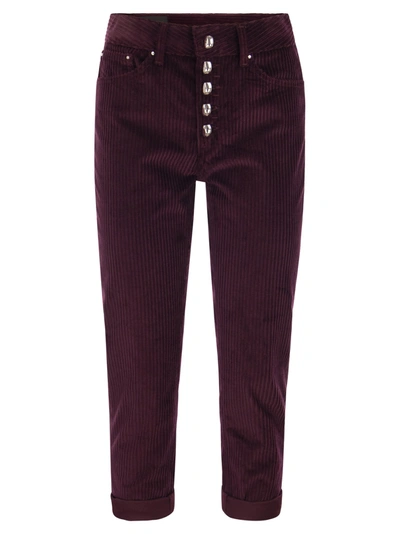 Dondup Koons Loose-fitting Velvet Trousers In Bordeaux