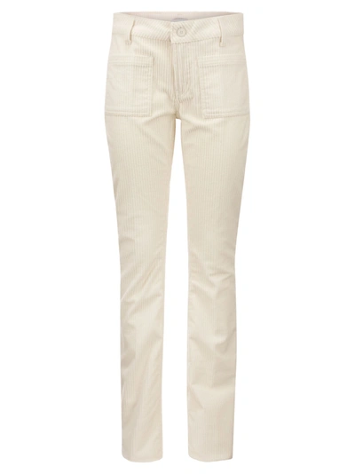 Dondup Newmolly - Velvet Bootcut Trousers In Cream