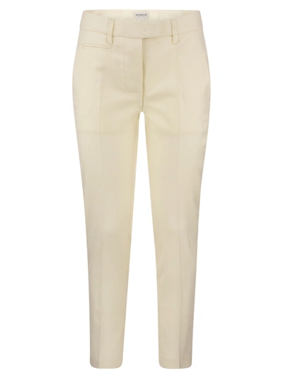 Dondup Perfect - Slim-fit Trousers In Linen And Lyocell In Cream