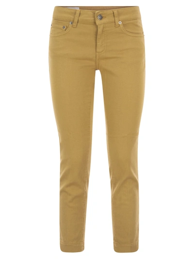 Dondup Rose Cropped Stretch Cotton Trousers In Mustard