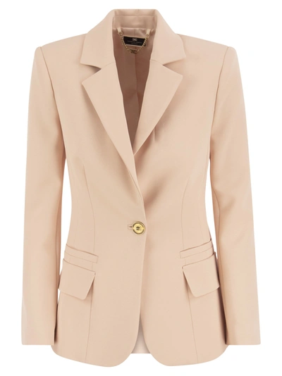 Elisabetta Franchi Double Stretch Crepe Single-breasted Jacket In Pink