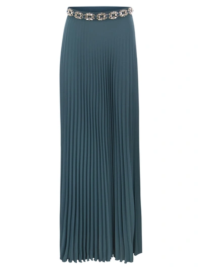 ELISABETTA FRANCHI ELISABETTA FRANCHI LONG PLEATED GEORGETTE SKIRT WITH EMBROIDERY