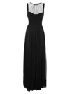 ELISABETTA FRANCHI ELISABETTA FRANCHI RED CARPET DRESS WITH EMBROIDERED VELVET BODICE