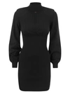 ELISABETTA FRANCHI ELISABETTA FRANCHI RIBBED MINI DRESS WITH HIGH NECK AND CUPS