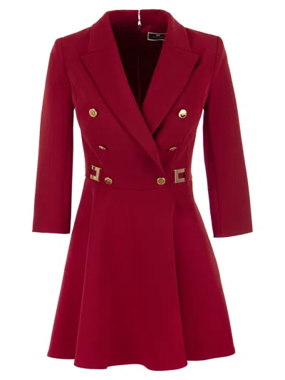 Elisabetta Franchi Robe-manteau In Double Crepe With Godet Skirt In Red
