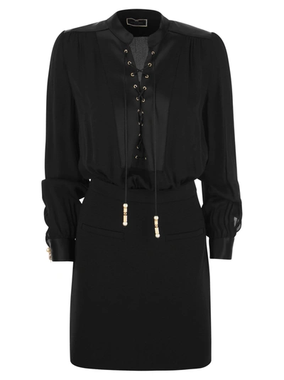 Elisabetta Franchi Viscose Minidress With Bib In Black