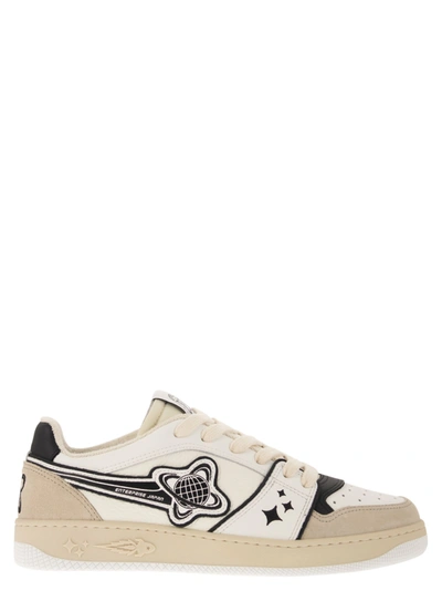 Enterprise Japan Planet Low Top Leather Sneakers In Bianco