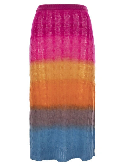 Etro Multicolor Wool Knit Midi Skirt