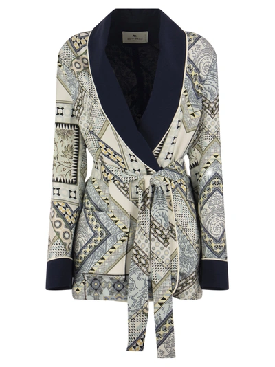 Etro Silk Dressing Gown Jacket In Beige