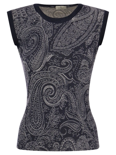 Etro Silk Blend Crewneck Top In Grey