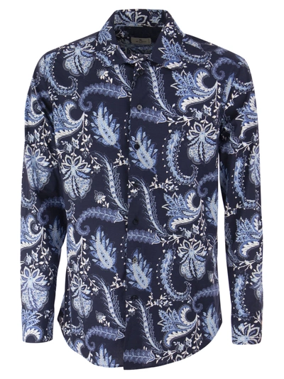 Etro Slim Fit Shirt With Paisley Pattern In Blue