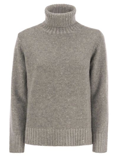 Fabiana Filippi High Neck Jumper With Sequins In Gray