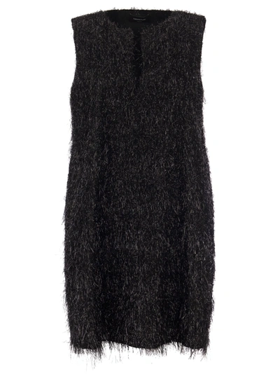 Fabiana Filippi Metallic-threading Fringed Minidress In Nero