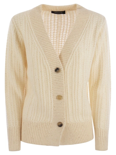 Fabiana Filippi Ribbed Cardigan In Cream