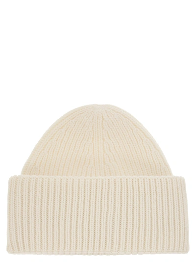 Fabiana Filippi Ribbed Wool Cashmere Silk Cap In Cream