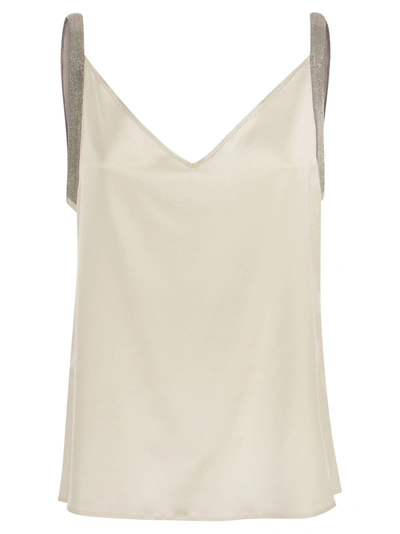 FABIANA FILIPPI FABIANA FILIPPI SILK TOP WITH JEWELLED STRAPS