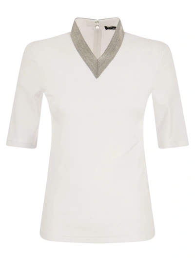 Fabiana Filippi T-shirt With Luxury Neckline In White