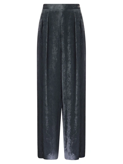 Fabiana Filippi Viscose Velvet Loose Trousers In Black