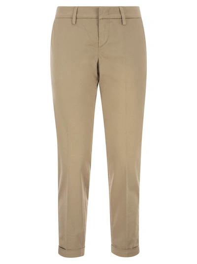 Fay Cotton Stretch Capri Pants In Beige