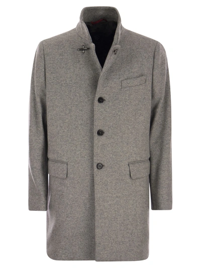 Fay New Duty - Wool-blend Coat In Melange Grey