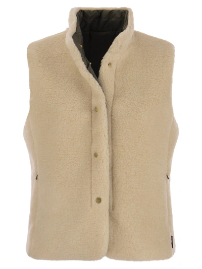 Fay Reversible Shearling Effect Vest In Cream