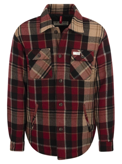 Fay Shirt-cut Check Jacket In Red/beige