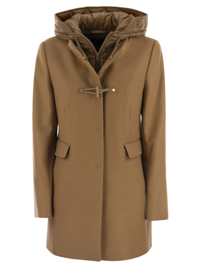 Fay Hooded Duffle Coat In Brown