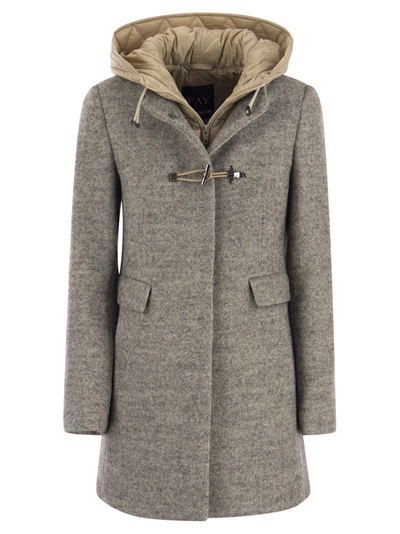 FAY FAY TOGGLE WOOL BLEND COAT WITH HOOD