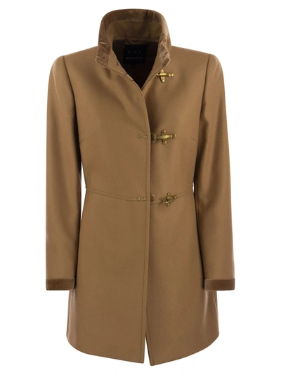 Fay Wool Coat In Brown