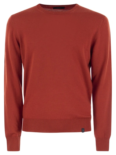 Fay Wool Crew-neck Pullover In Red
