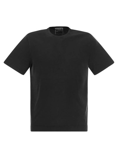 Fedeli Man Basic T-shirt In Black Organic Cotton
