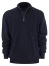 Fedeli Favonio - Zip Turtleneck Sweater In Cashmere In Blue