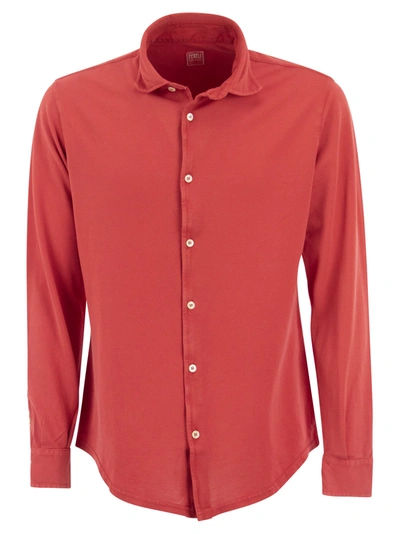 Fedeli Orange Poplin Classic Shirt In Red