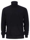 Fedeli Man Navy Blue Turtleneck Cashmere And Silk Pullover
