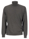 Fedeli Turtleneck Sweater In Virgin Wool In Gray