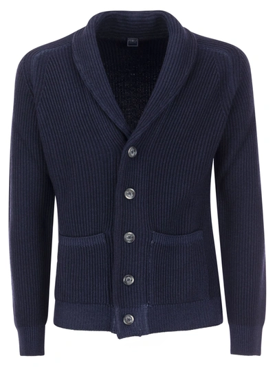 Fedeli Virgin Wool Cardigan In Blue