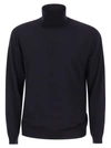 Fedeli Man Navy Blue Turtleneck Cashmere And Silk Pullover