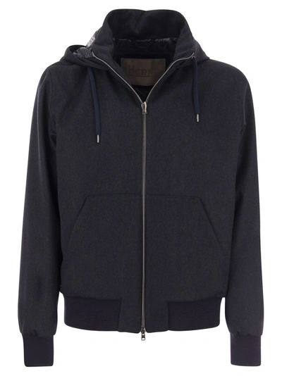 HERNO HERNO CASHMERE AND SILK HOODED JACKET