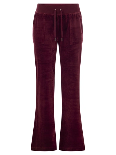 Juicy Couture Cotton Velvet Trousers In Bordeaux