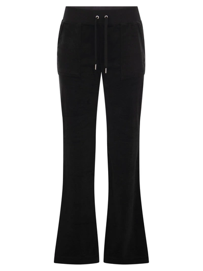 Juicy Couture Cotton Velvet Trousers In Black
