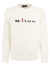 Kiton Cotton Beach Towel With Logo In White
