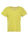Majestic Crew-neck T-shirt In Linen And Short Sleeve