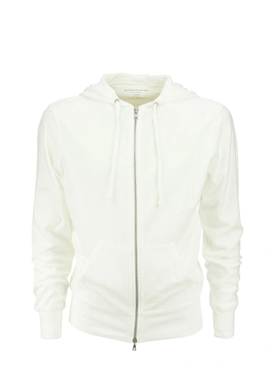 Majestic Hooded Sweatshirt In Cotton And Modal In White