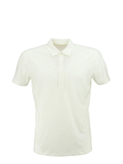 MAJESTIC MAJESTIC LINEN POLO SHIRT WITH SHORT SLEEVES